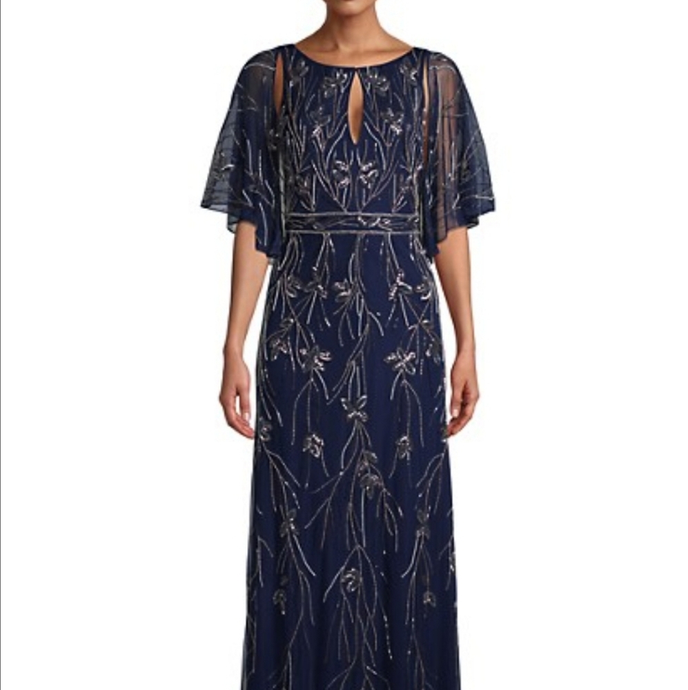 ❌SOLD❌Aidan Mattox Beaded Mesh Column Gown